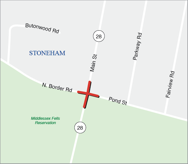 Stoneham: Intersection Improvements at Route 28 (Main Street), North Border Road, and South Street 